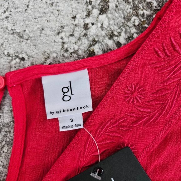 GL by Gibson Look Women Top Red V Neck Sleeve Less Blouse Shirt Size S NWT Bran - Picture 8 of 11